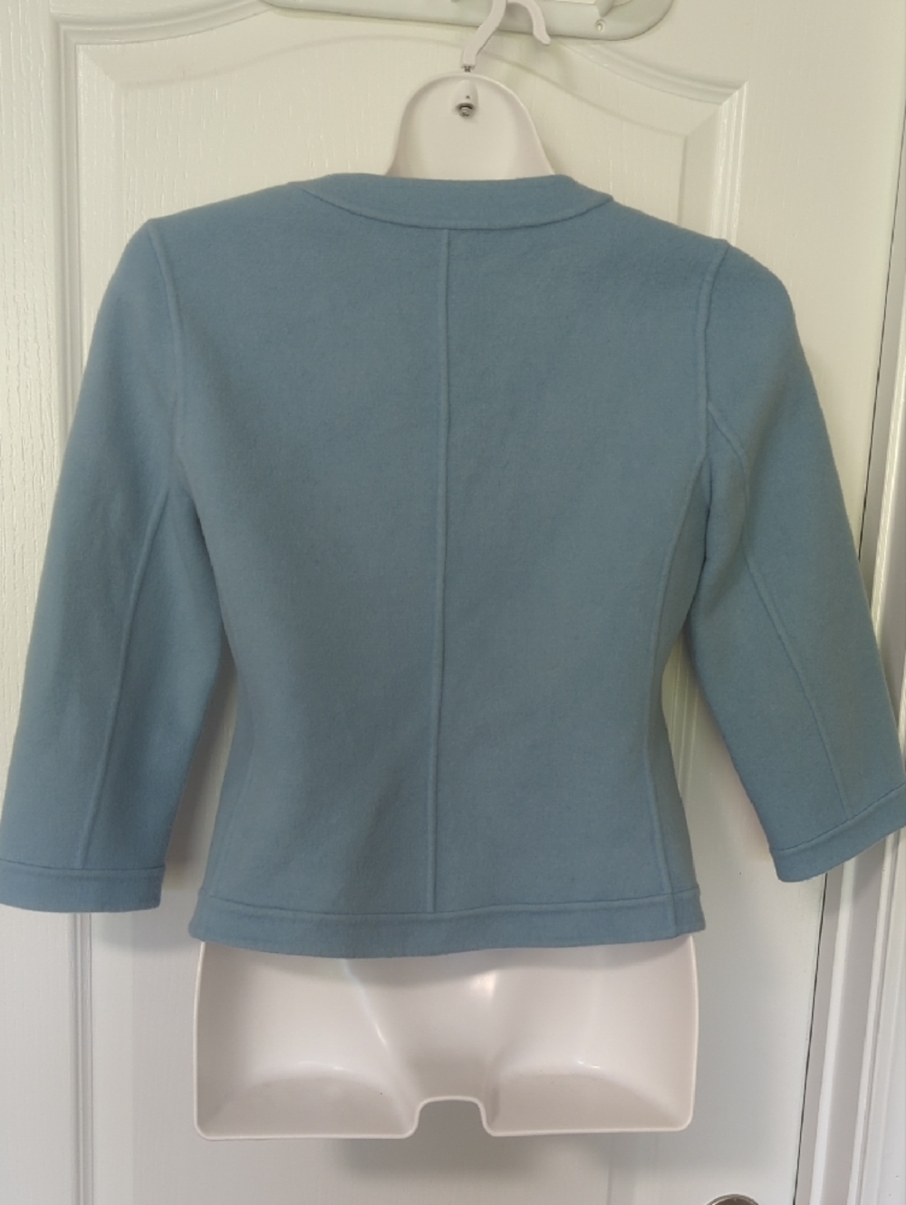 Talbots Light Blue Ruffle-Front Cropped Jacket - Picture 11 of 12